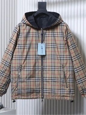 Burberry Plaid Hooded Jacket - Beige Check